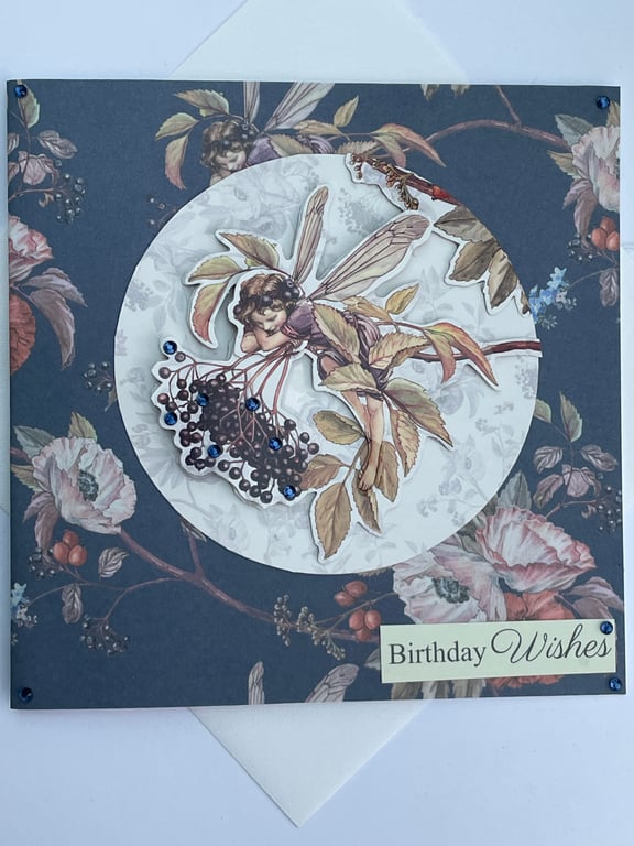 The Elderberry flower fairy Birthday wishes greetings card