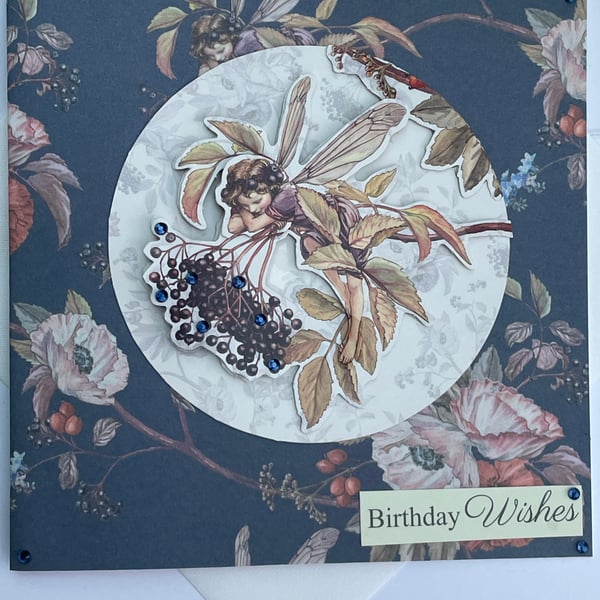 The Elderberry flower fairy Birthday wishes greetings card