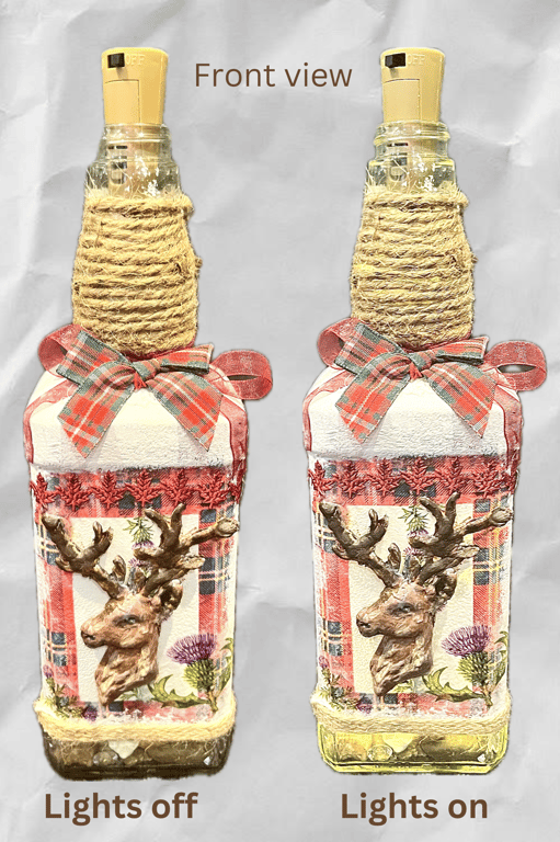 Stunning up cycled Jack Daniel’s bottle with 3D effect stag design