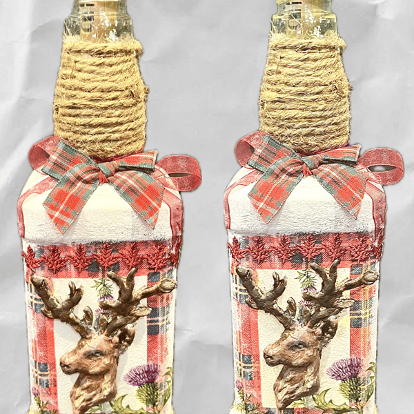 Stunning up cycled Jack Daniel’s bottle with 3D effect stag design