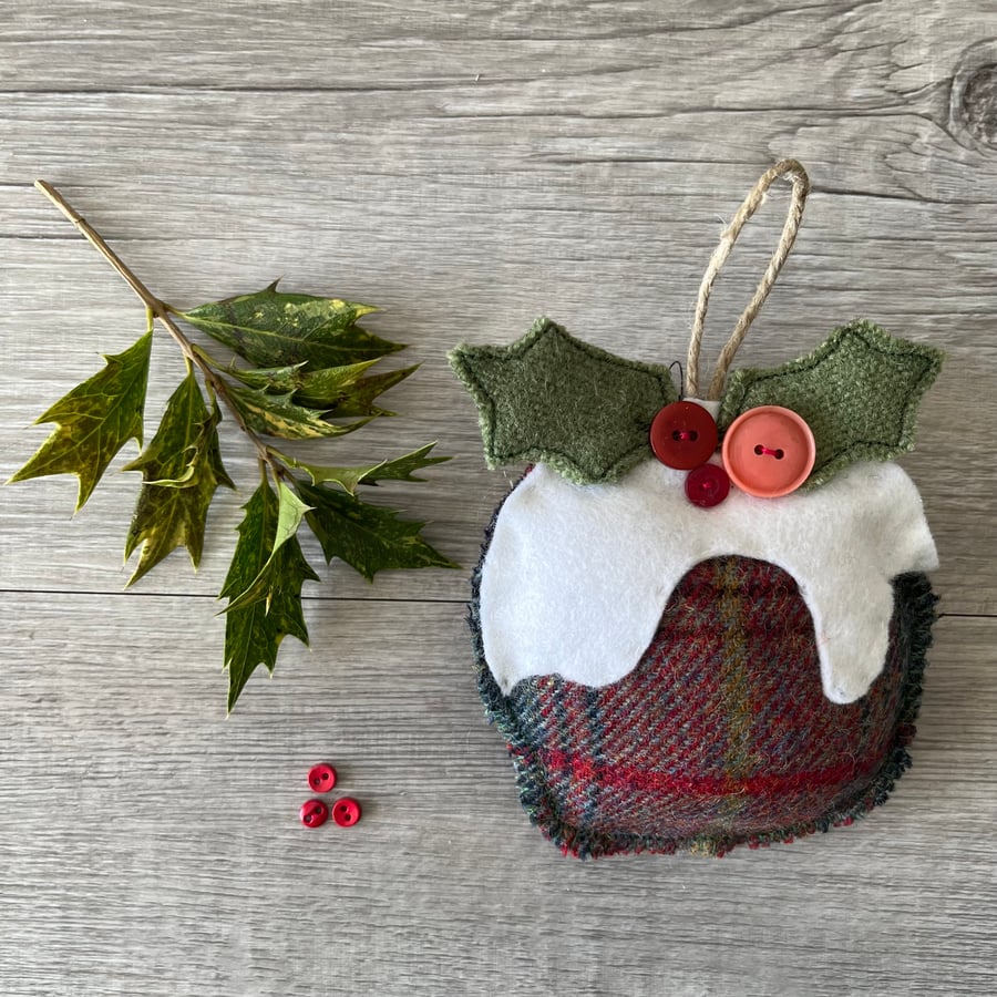 Christmas Pudding Wool Plaid Hanging Decoration