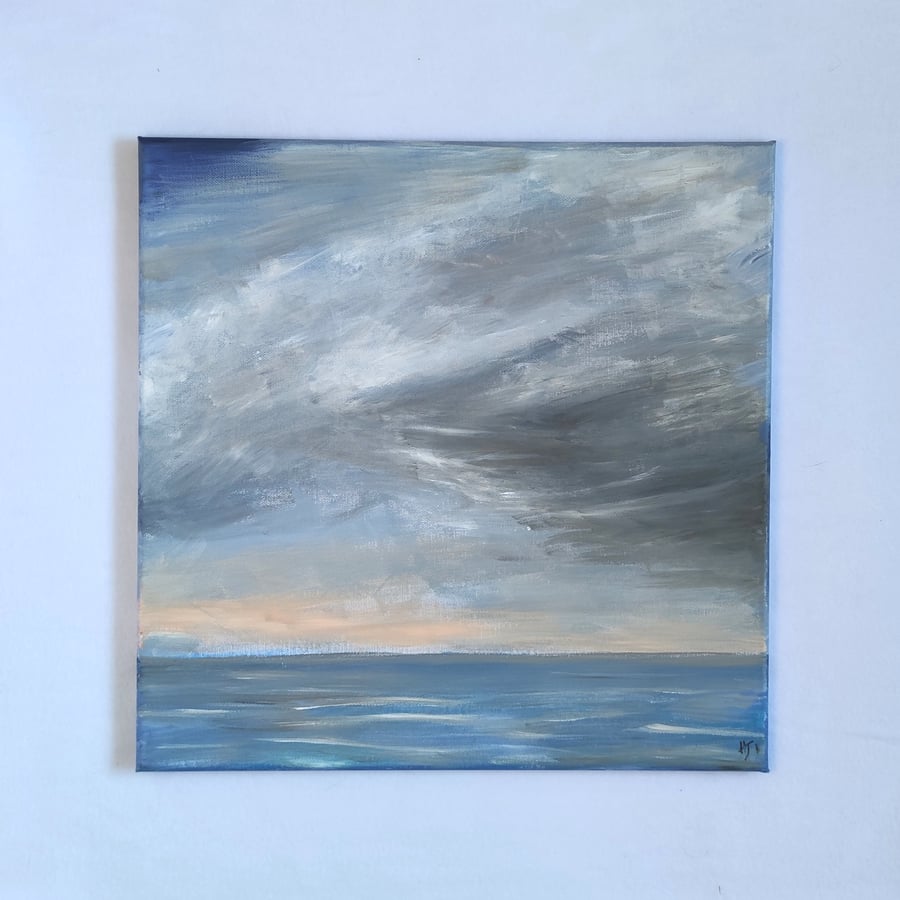 Silver Skies, Sunrise over the ocean, original seascape