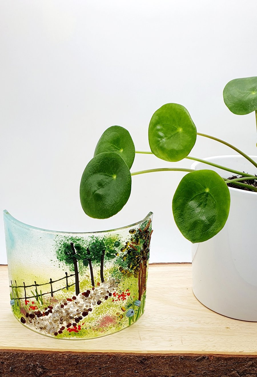 'Country Path' Fused Glass Curve