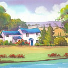 River Wye, Cottage, Herefordshire, Original Watercolour in 14 x 11 '' Mount