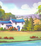 River Wye, Cottage, Herefordshire, Original Watercolour in 14 x 11 '' Mount