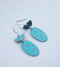 Teal oval earrings with Moroccan tile pattern  - Image 5