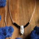 Clear Quartz and Black Tourmaline Necklace – Handmade Crystal Jewellery