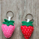 cute strawberry keychain, hand embroidered,  valentine gift, teenager birthday 