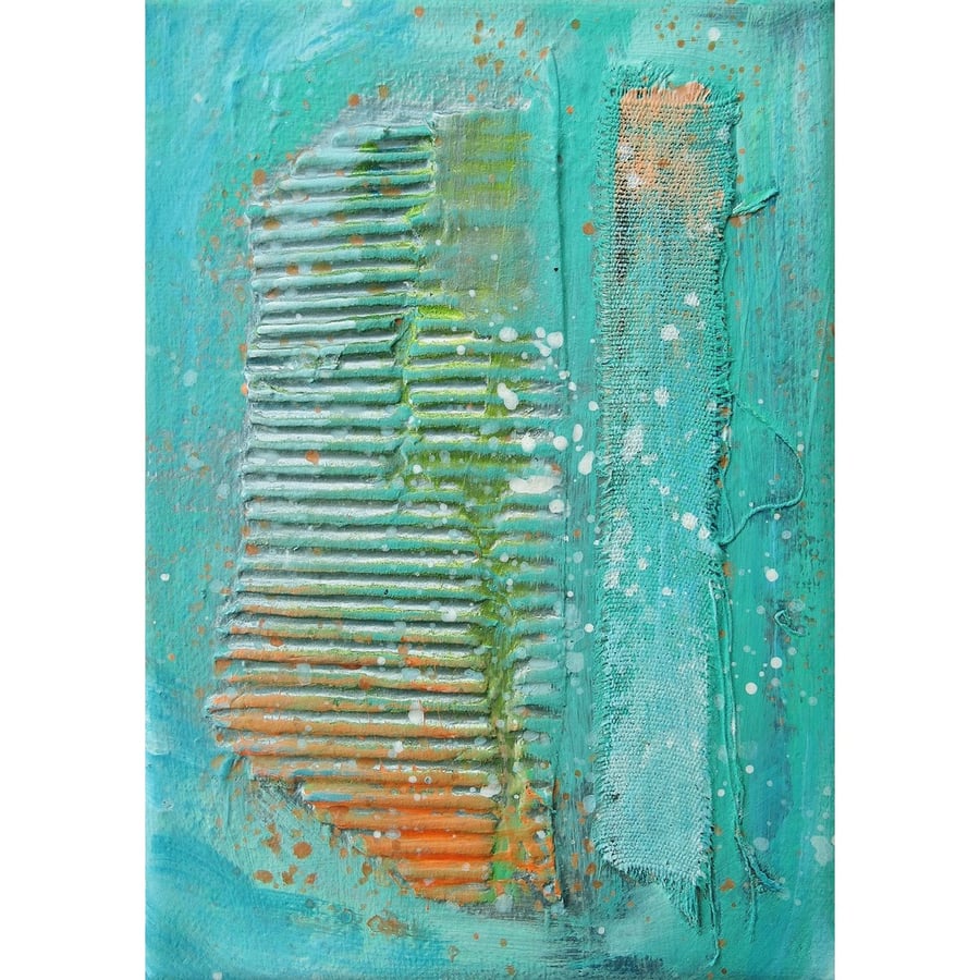Minimalist Abstract Painting Nautical Coastal Inspired Small Artwork 5x7" Canvas