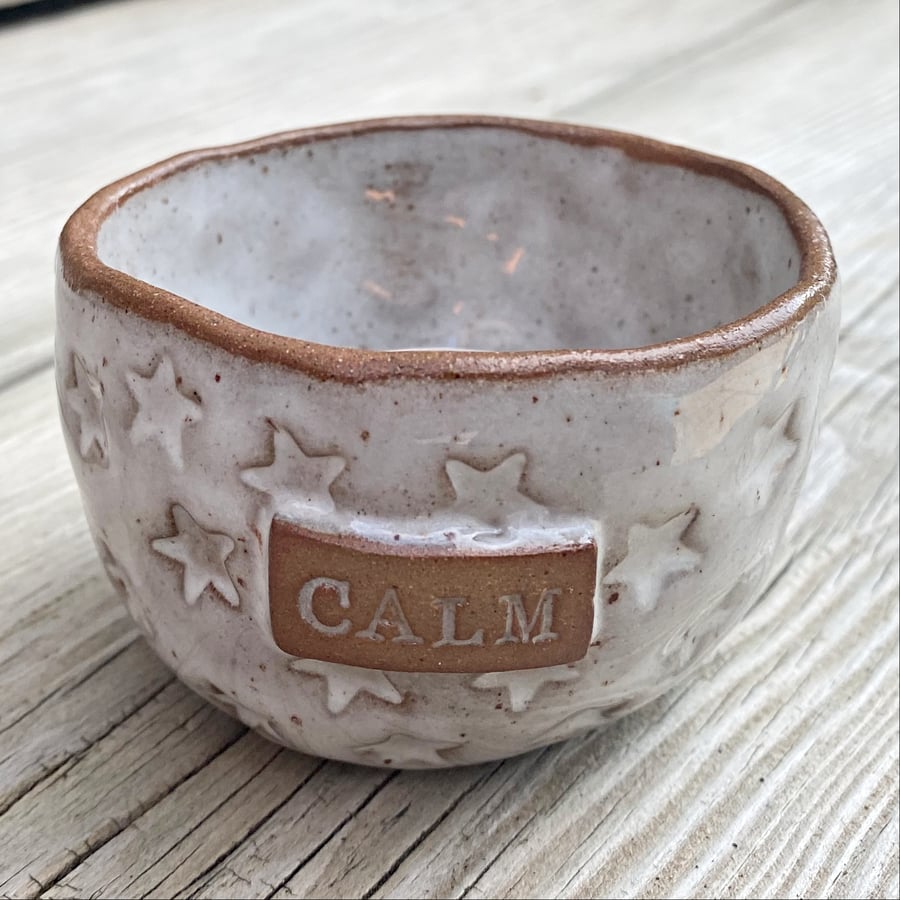 Speckled Ceramic Embossed CALM Tealight Dish