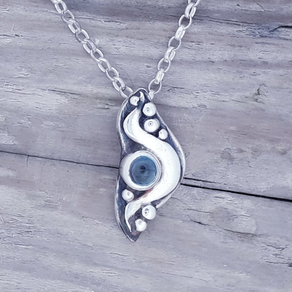 Mini Wave Pendant with Blue Topaz