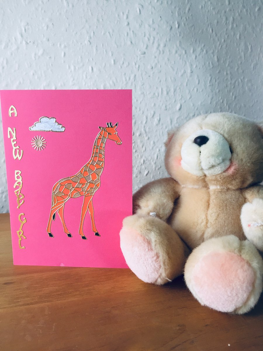 Pink Giraffe New Baby Girl Card