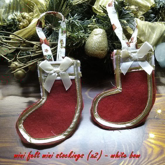 Christmas Stocking Red Felt Tree Decoration set of two 