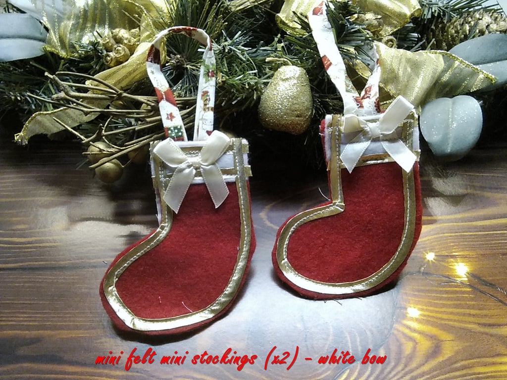 Christmas Stocking Red Felt Tree Decoration set of two 
