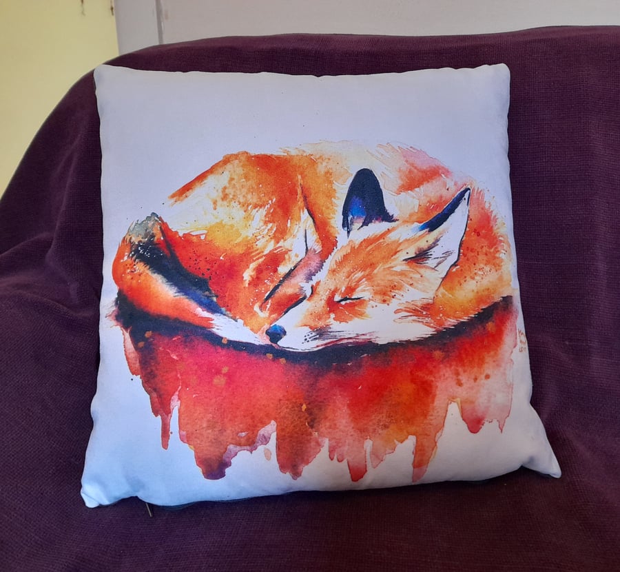 Sleeping Fox Faux-Suede Cushion