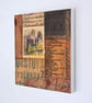 Vintage Paper Collage on Wood Panel, 14.8cms, Free UK Postage (206) - Image 3
