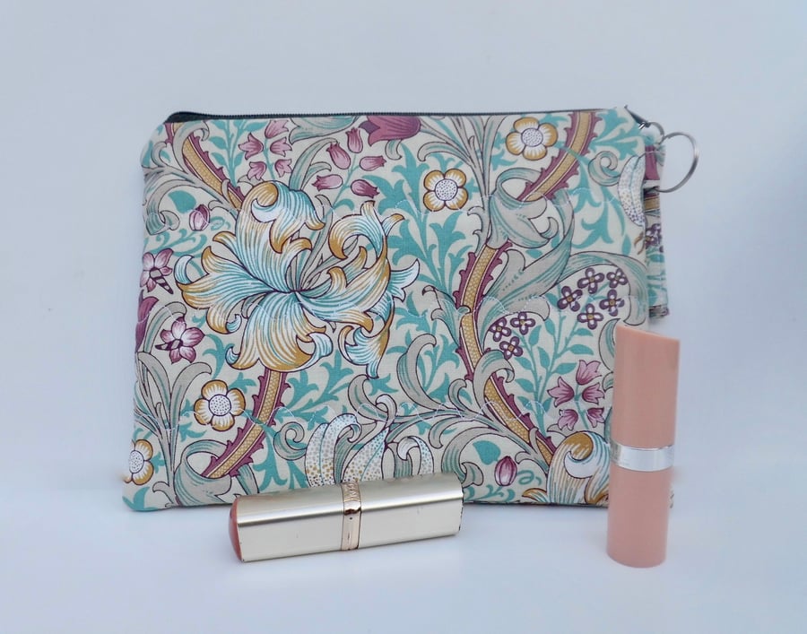 Make up bag in Golden Lily fabric large size 