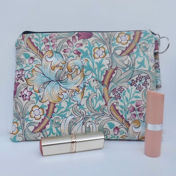 Make up bag in Golden Lily fabric large size 