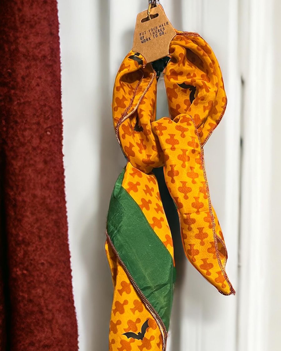 Orange bat hair scarf