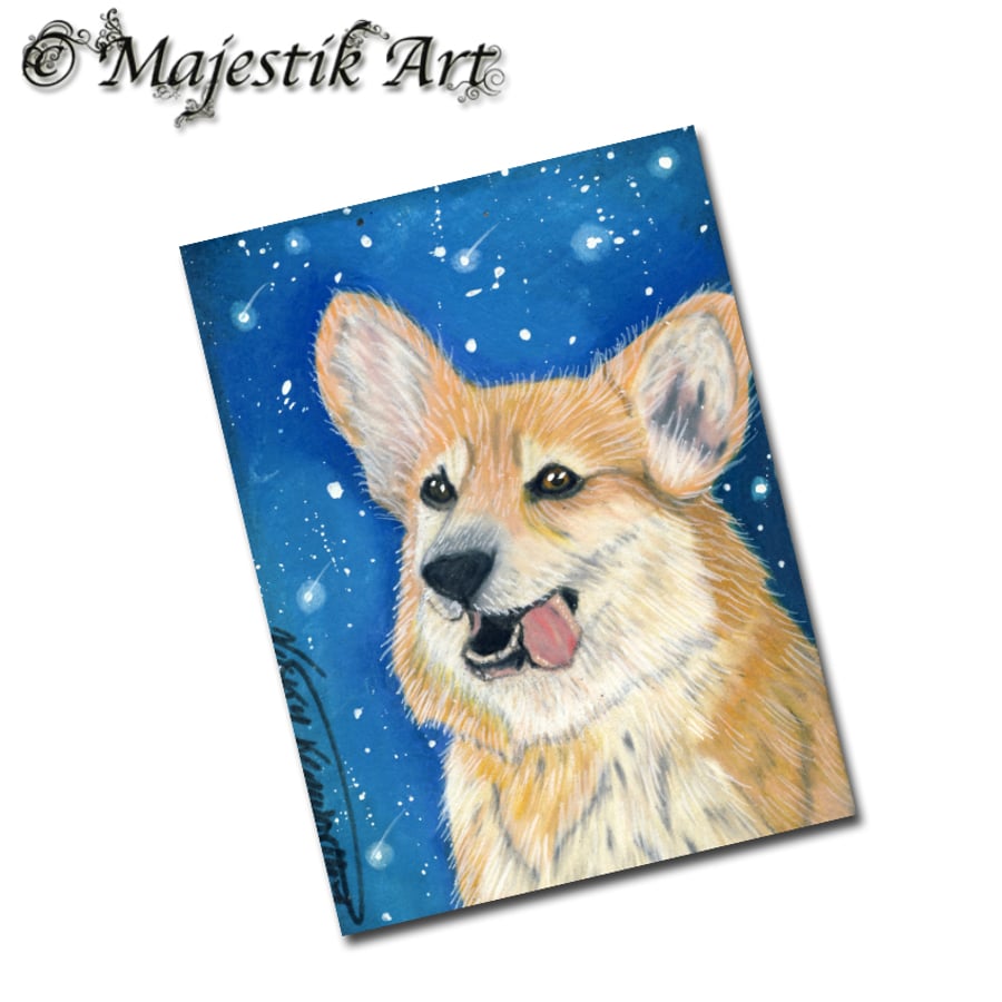 Archival ACEO Corgi Print 'Celestial' By V Kenworthy