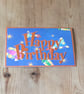 Happy Birthday Card Blue and Orange - Image 1