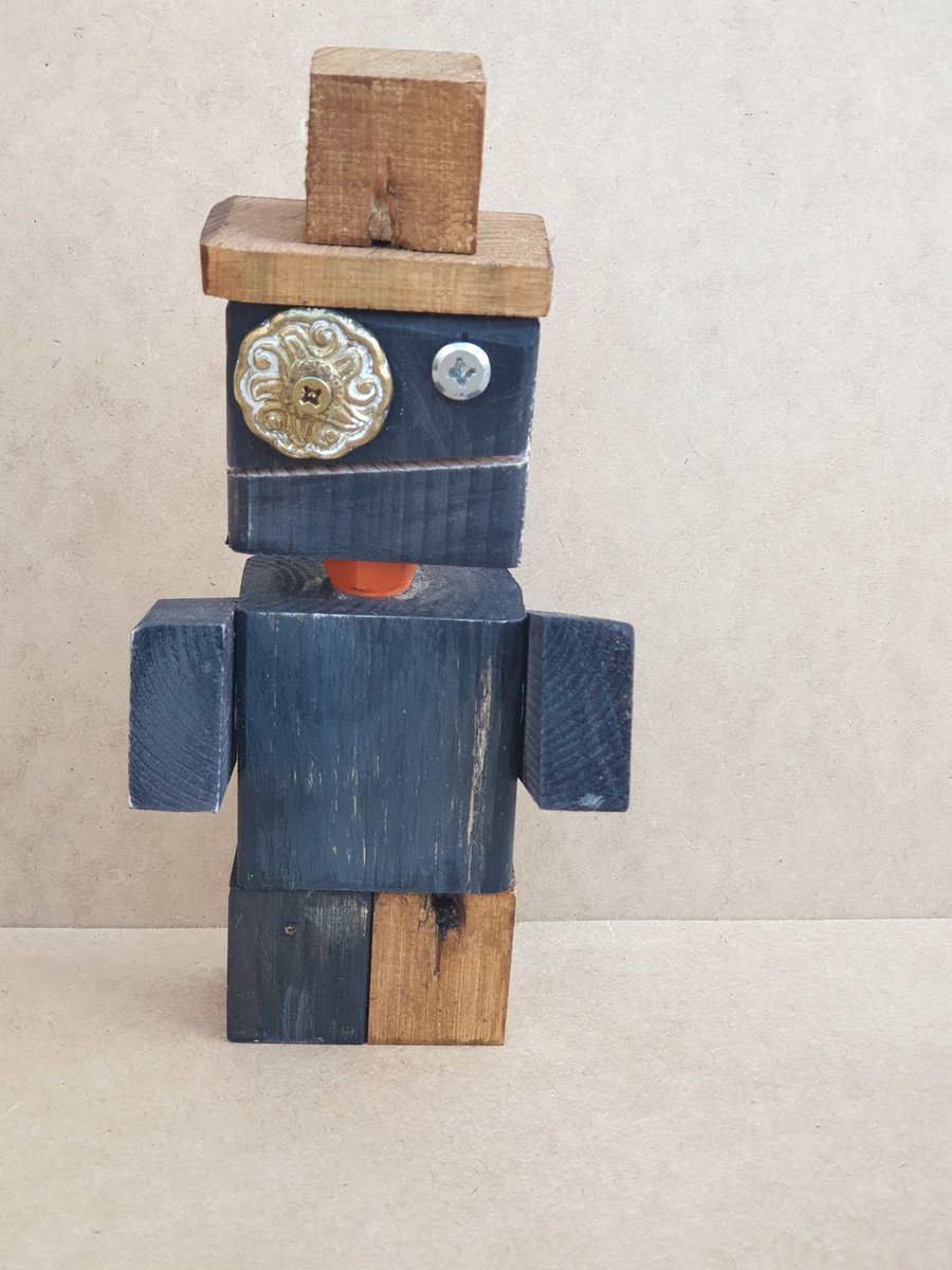ScrapBots - Shazam. Ornamental Robot made from reclaimed Wood and fixings