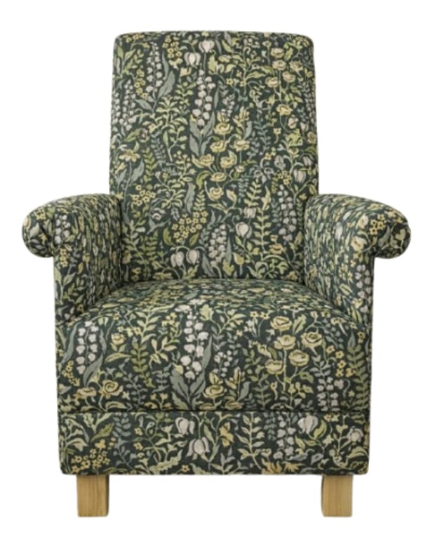 Adult Armchair iliv Kelmscott Fabric Chair Floral Accent Moss Green Fireside