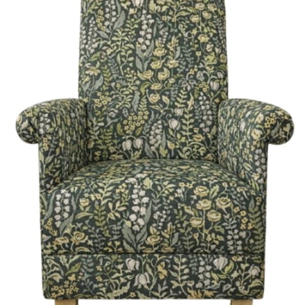 Adult Armchair iliv Kelmscott Fabric Chair Floral Accent Moss Green Fireside