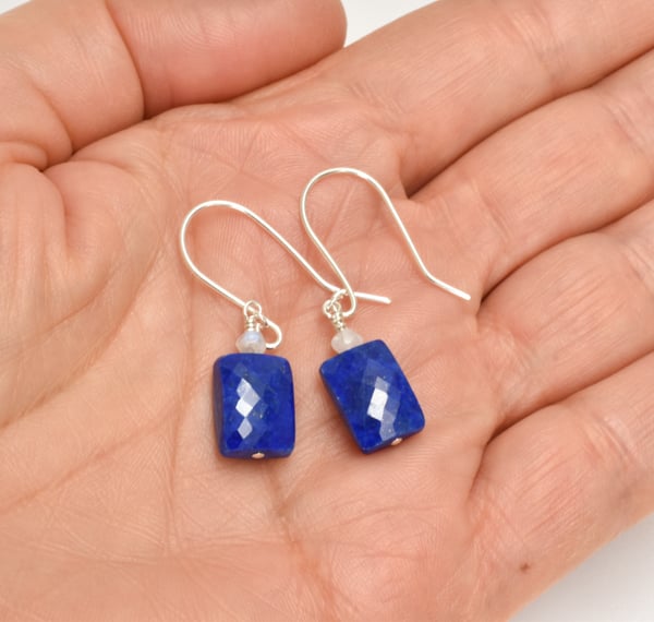 Lapis Lazuli and Moonstone Sterling Silver Earrings