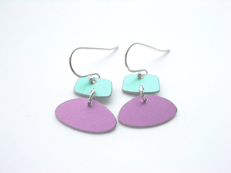 Pastel drop earrings in lilac and green