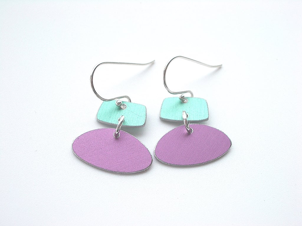 Pastel drop earrings in lilac and green