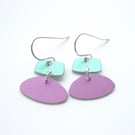 Pastel drop earrings in lilac and green