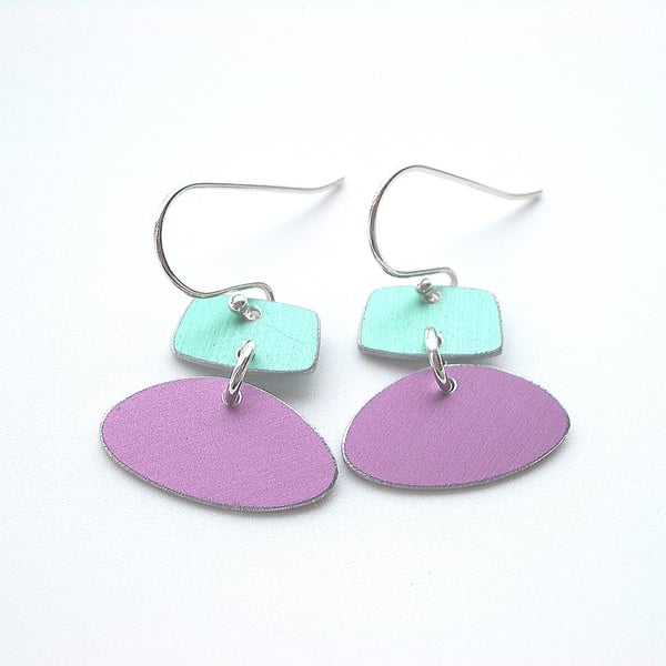 Pastel drop earrings in lilac and green