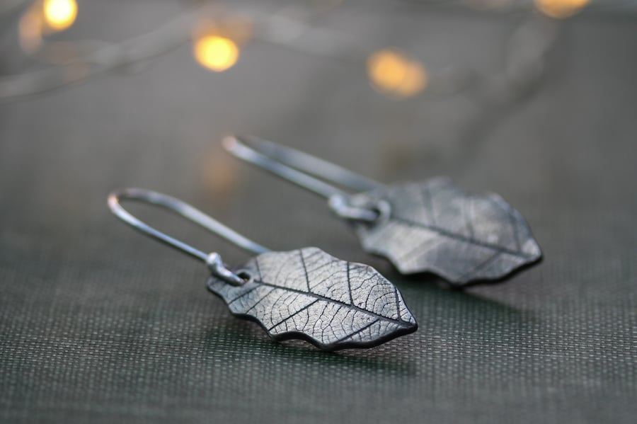 Silver Holly Leaf Earrings