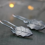 Silver Holly Leaf Earrings