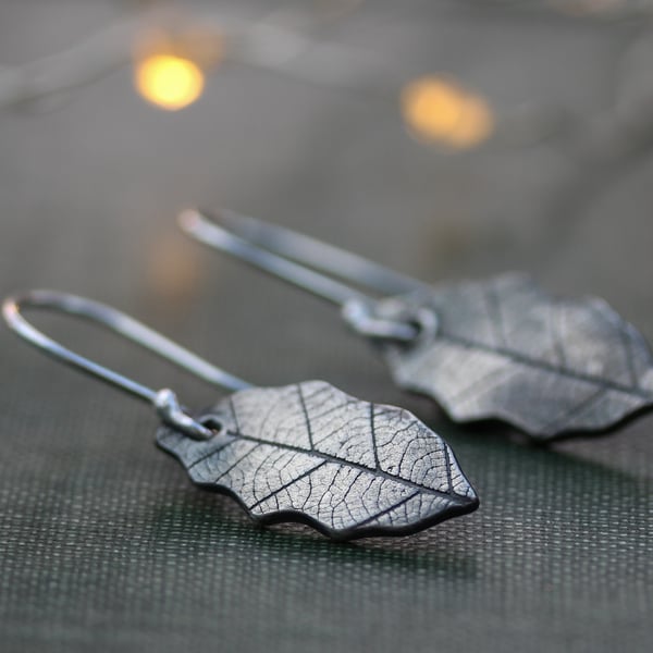 Silver Holly Leaf Earrings