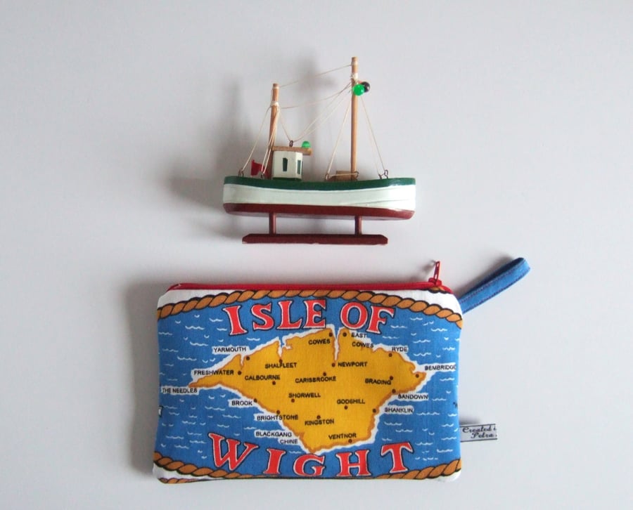 Make up bag or storage pouch with a vintage map of The Isle of wight