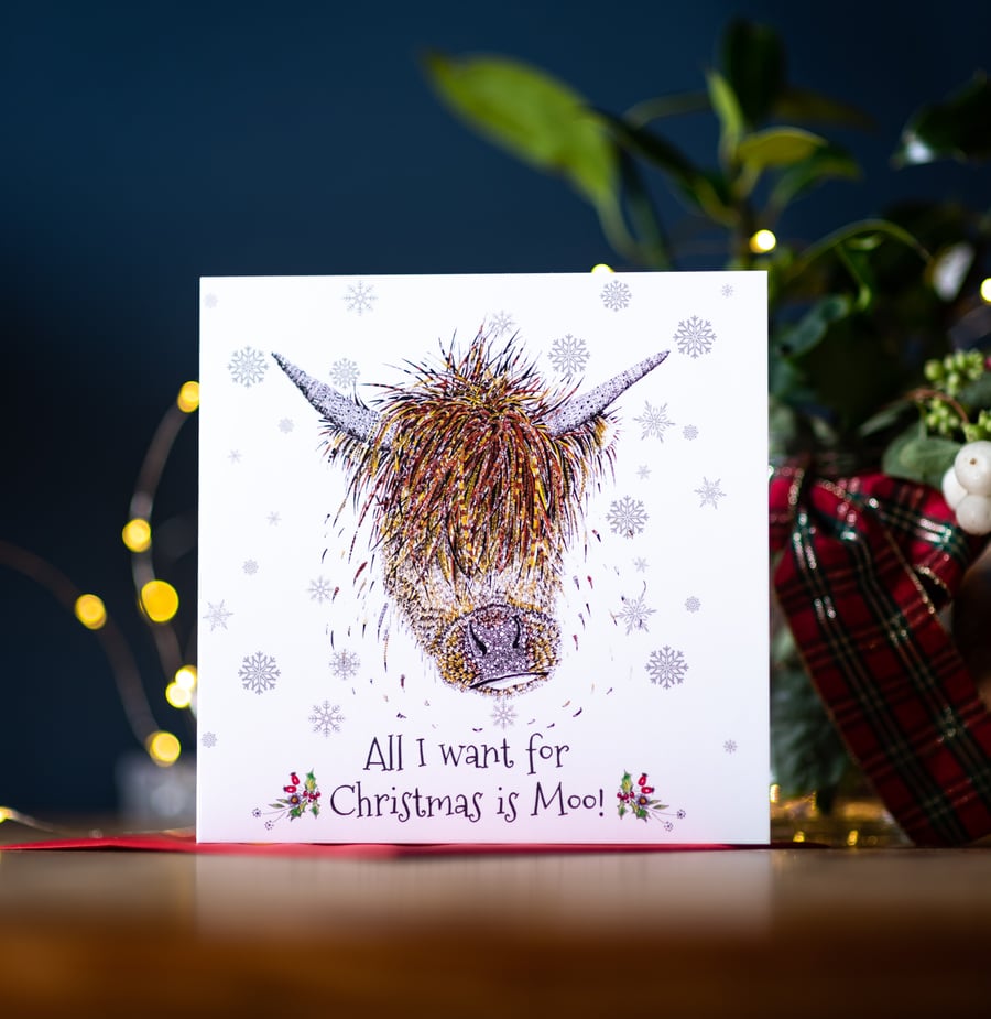 Christmas 'All I want for Christmas is MOO' Single Greeting card