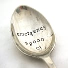 Emergency Teaspoon, Hand Stamped, Vintage