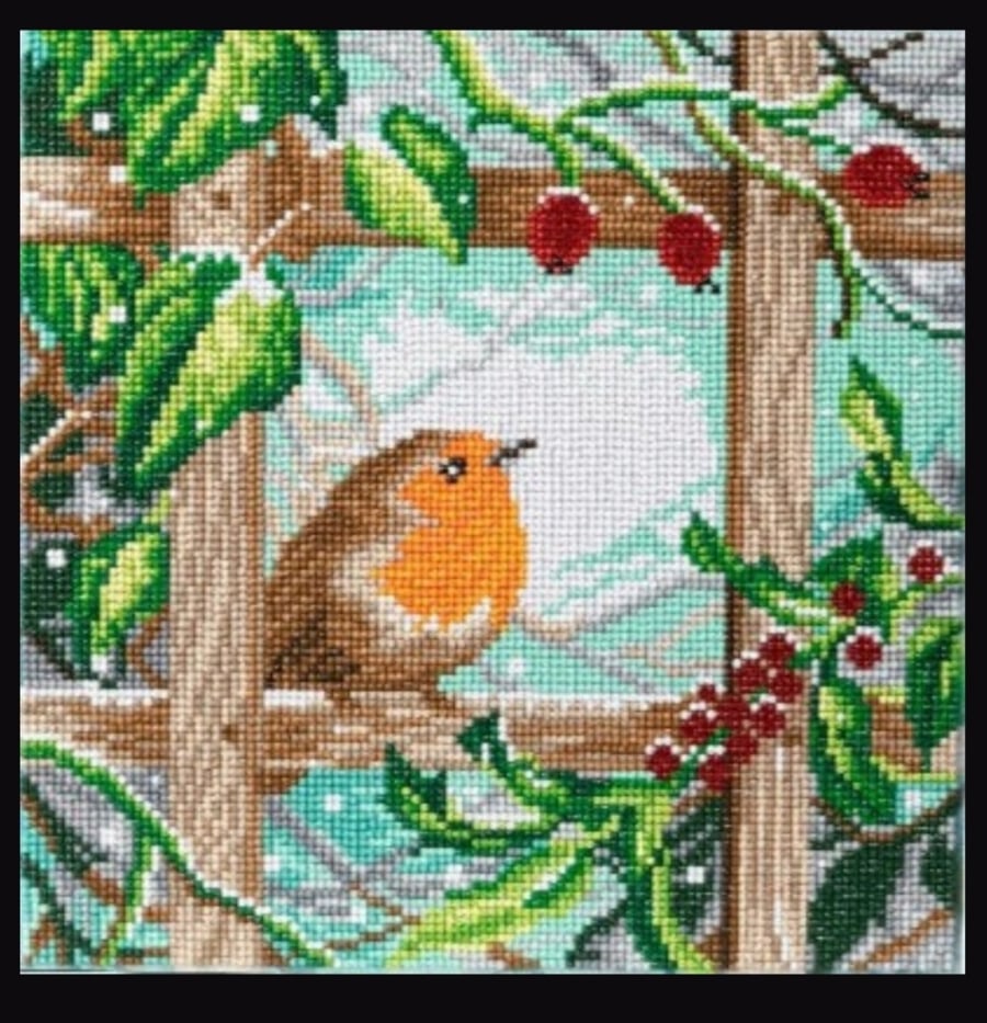 Robin on the fence 30x30cm crystal art kit 
