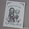 festering valentines zombie couple - original aceo