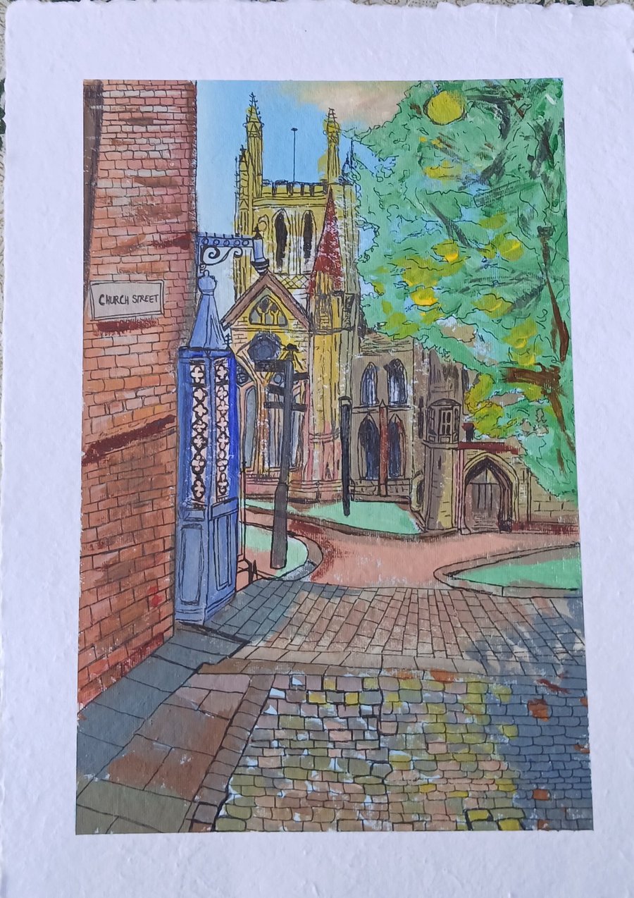 Cathedral View, Hereford. Limited Edition A4 print.