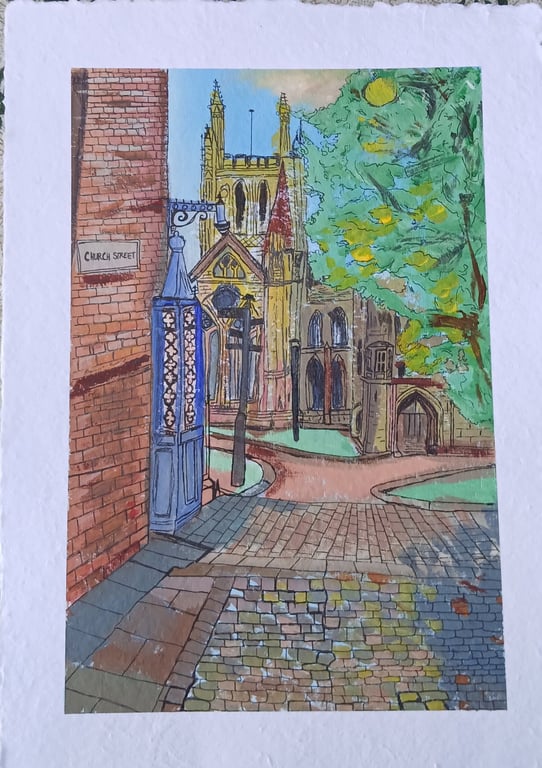 Cathedral View, Hereford. Limited Edition A4 print.