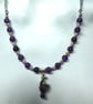 Amethyst Moon Star Necklace Purple Gemstone Celestial Gift for Her UK Handmade
