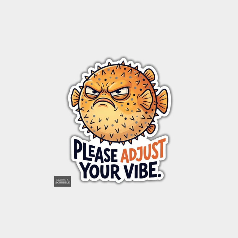 Funny Die Cut Vinyl Sticker - Adjust Your Vibe Fish