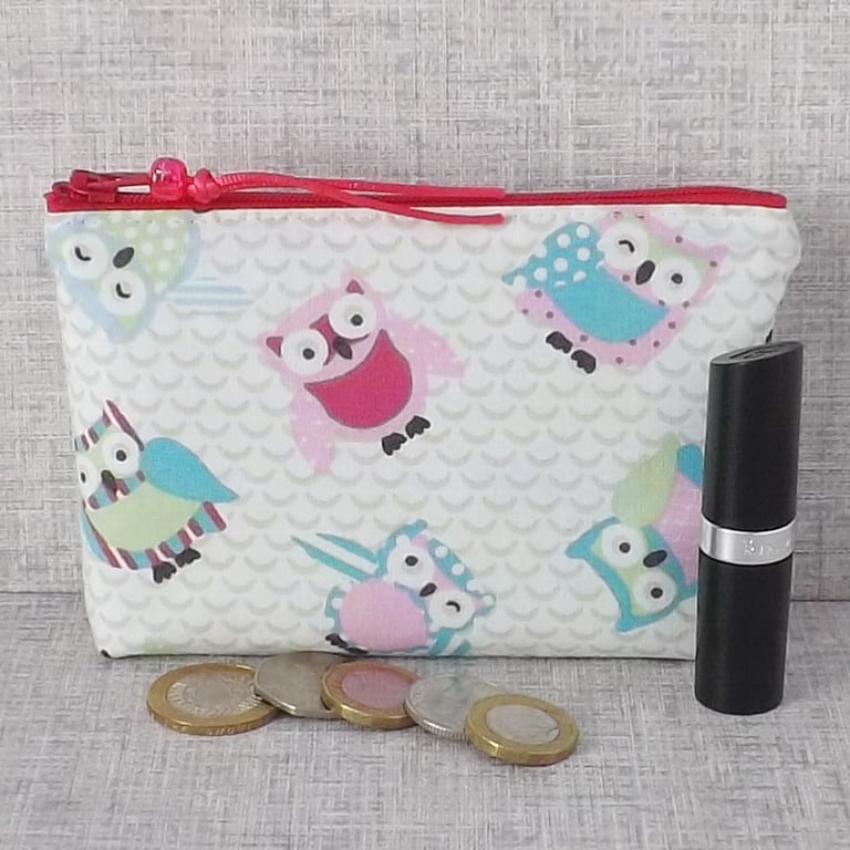 Coin purse, small make up bag, owls
