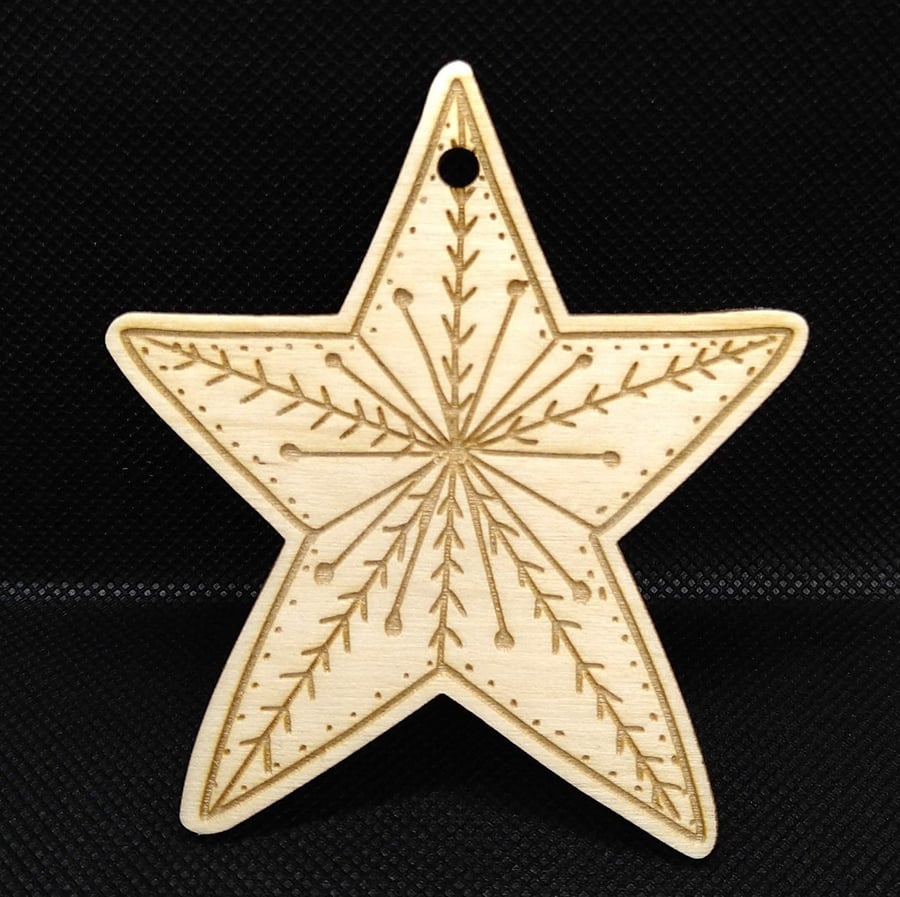 Star Burst, wooden hanging decoration can be personalised