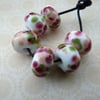 cherry blossom frit handmade lampwork glass beads