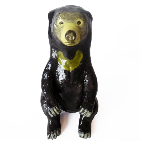 Sun Bear Ceramic Sculpture - Handmade