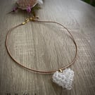 Beaded heart leather necklace 
